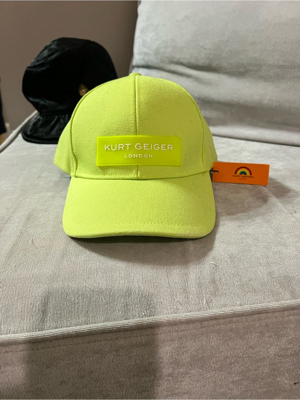 Kurt Geiger Neon Yellow Logo Baseball Cap